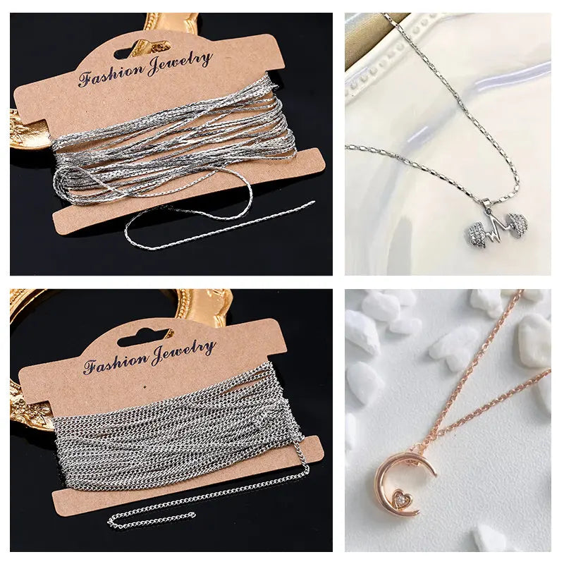 5m Plated Silver Copper Cable Link Chains DIY Jewelry Necklace Bracelet