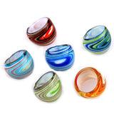 6 x Lampwork Glass Band Rings in Assorted Colors