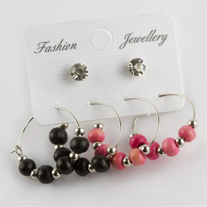 CZ Hoop Earrings with Beads - Elegant Women's Jewelry