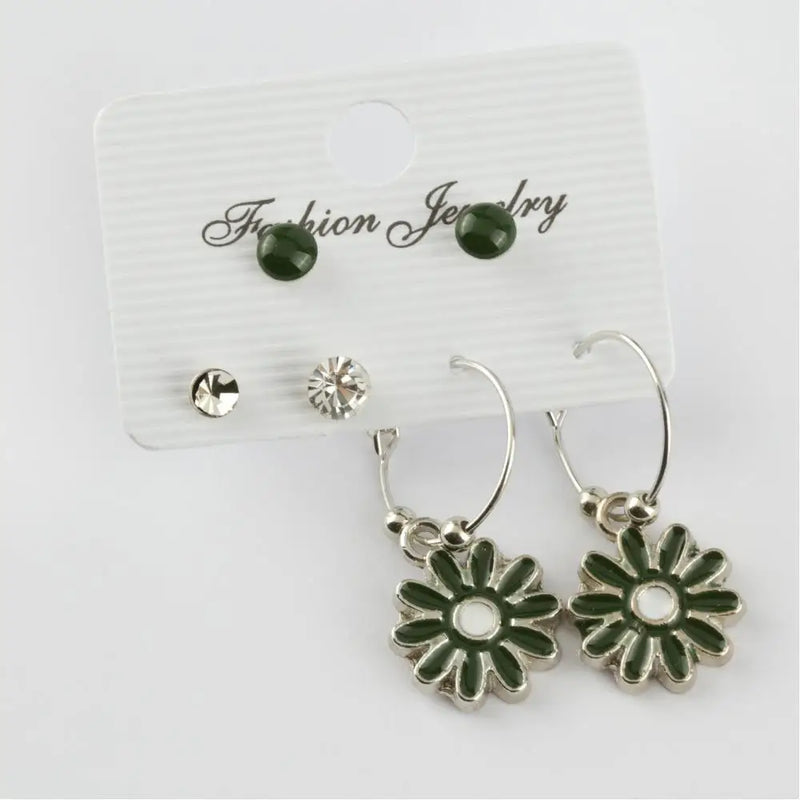 Daisy Cabochons Ring Earrings Set