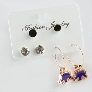 Elephant Figured Cabochons Ring Earrings