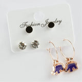 Elephant Figured Cabochons Ring Earrings