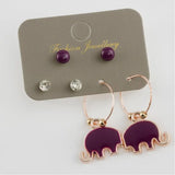 Elephant Cabochon Ring Earrings Set