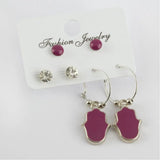 6'L Fatma Master Hand Cabochons Ring Earrings