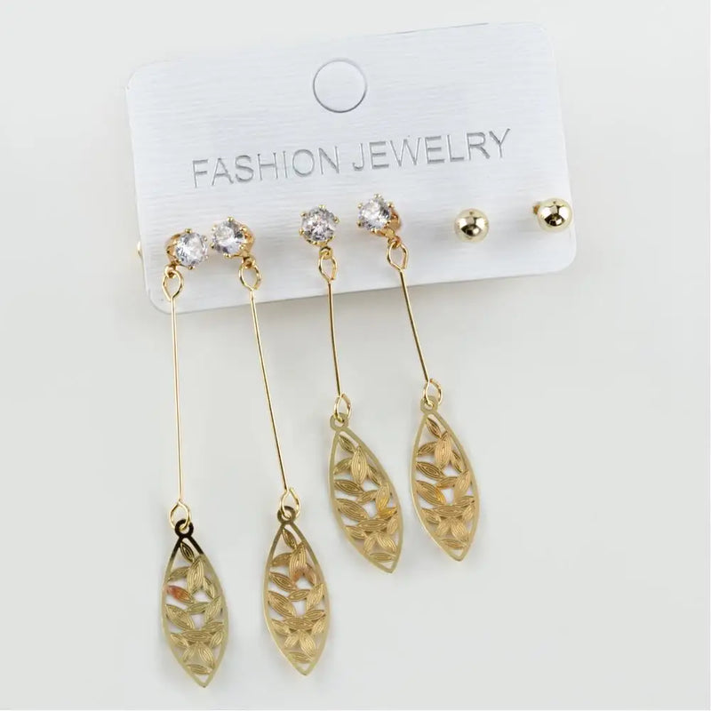 6'l? Flower Zircon CZ Metal Earrings