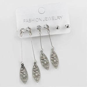 Flower Figured Zircon CZ Metal Earrings