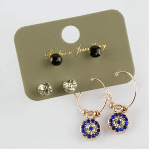 6MM Gemstone Cabochons Ring Earrings Set