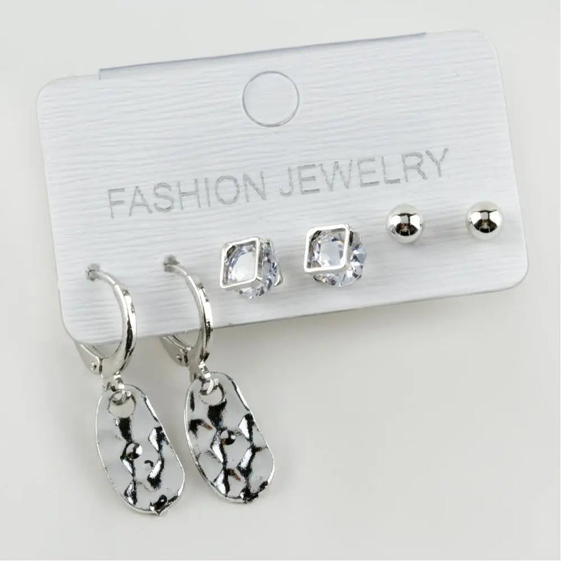 6'l? Oval Zircon CZ Metal Earrings