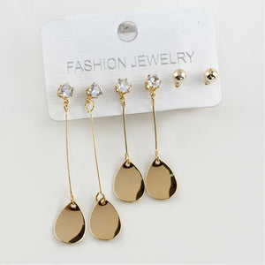 Oval Zircon CZ Metal Earrings