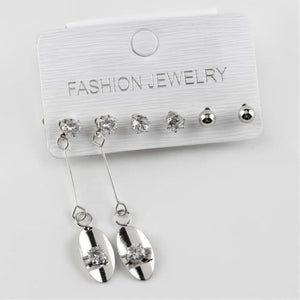 Oval Cubic Zirconia Metal Earrings