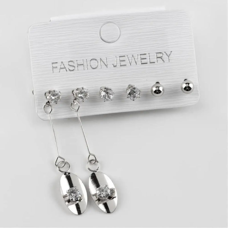 Oval Cubic Zirconia Metal Earrings