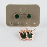 Owl Cabochon Ring Earrings Set - Boho Style Jewelry