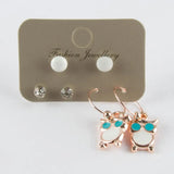 Owl Cabochons Ring Earrings Set Jewelry Gift