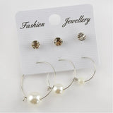 Pearl CZ Figured Ring Earrings Set