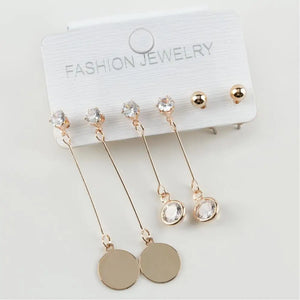 6'l? Round Zircon CZ Metal Earrings