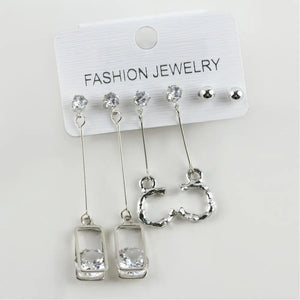 Square Zircon CZ Metal Earrings
