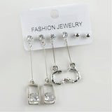 Square Zircon CZ Metal Earrings