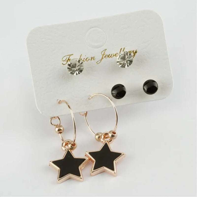 6'l? Star Figured Cabochons Ring Earrings