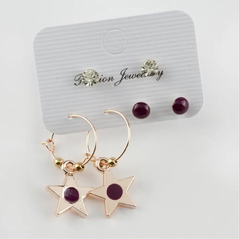 Star Figured Cabochons Ring Earrings