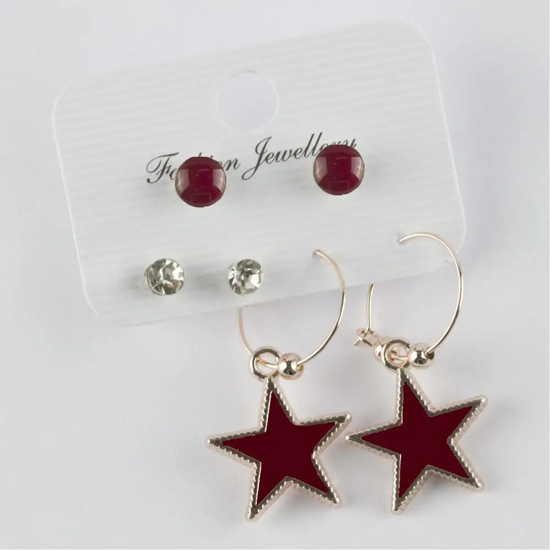 6'l? Star Cabochons Ring Earrings Set