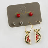 Watermelon Cabochons Ring Earrings Set
