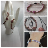 6mm Rhodochrosite Bracelet Heart Charm Bangle Reiki Stone Jewelry