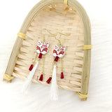 Metal Enamel Fox Tassel Earrings for Women
