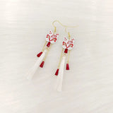 Metal Enamel Fox Tassel Earrings for Women