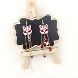 Metal Enamel Fox Tassel Earrings for Women