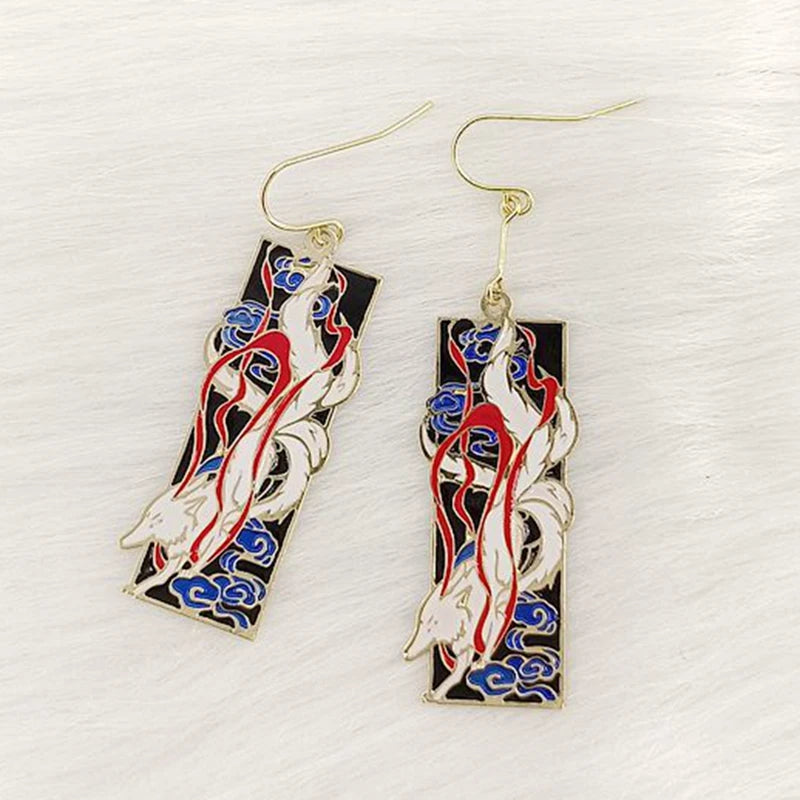 6 Pair Enamel Fox Earrings Set Women