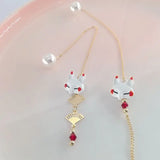 6 Pairs Metal Enamel Fox Fan Earrings for Women