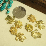 6 pcs 3D Goldfish Charms 18*39mm Brass Goldfish Pendant