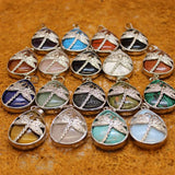 6pcs Druzy Reiki Animal Dragonfly Stones Pendants Necklace