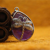 6pcs Druzy Reiki Animal Dragonfly Stones Pendants Necklace