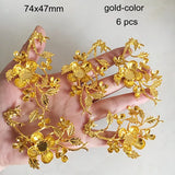 6 pcs Large 3D Chrysanthemum Branch For Decor DIY Crafts Metal Flower Leaves