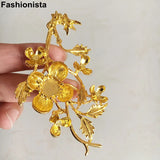 6 pcs Large 3D Chrysanthemum Branch For Decor DIY Crafts Metal Flower Leaves