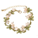6 pcs Metal Painted Leaf Flower Pearl Bracelet Set