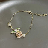 Metal Pearl Enamel Rose Flower Bracelet Lot