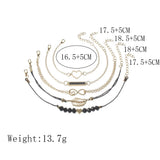 6 pcs Love Heart Infinity Charm Bracelets for Woman Link Chain Hollow Feather Be