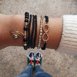 6 pcs Love Heart Infinity Charm Bracelets for Woman Link Chain Hollow Feather Be