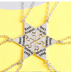 6-pc Hexagon Letter Pendant Bff Choker Necklace Men Women Friendship Jewelry