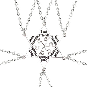 6-pc Hexagon Letter Pendant Bff Choker Necklace Men Women Friendship Jewelry