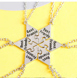 6-pc Hexagon Letter Pendant Bff Choker Necklace Men Women Friendship Jewelry