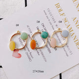 6pcs Alloy Dripping Oil Round Stainless Steel Earring Pendant Accessories