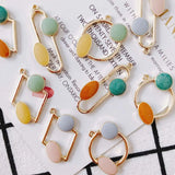 6pcs Alloy Dripping Oil Round Stainless Steel Earring Pendant Accessories