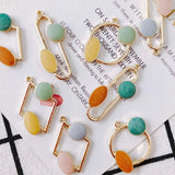 6pcs Alloy Dripping Oil Round Stainless Steel Earring Pendant Accessories