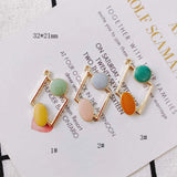 6pcs Alloy Dripping Oil Round Stainless Steel Earring Pendant Accessories
