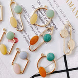 6pcs Alloy Dripping Oil Round Stainless Steel Earring Pendant Accessories