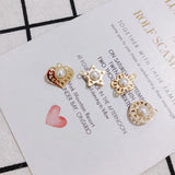 6pcs DIY Copper Edge Star Pearl Pendant Earrings Accessories