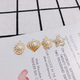 6pcs DIY Copper Edge Star Pearl Pendant Earrings Accessories